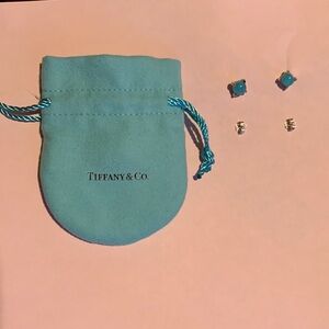 Authentic Tiffany & Co earrings set in silver 925 with real Amazonite  stone